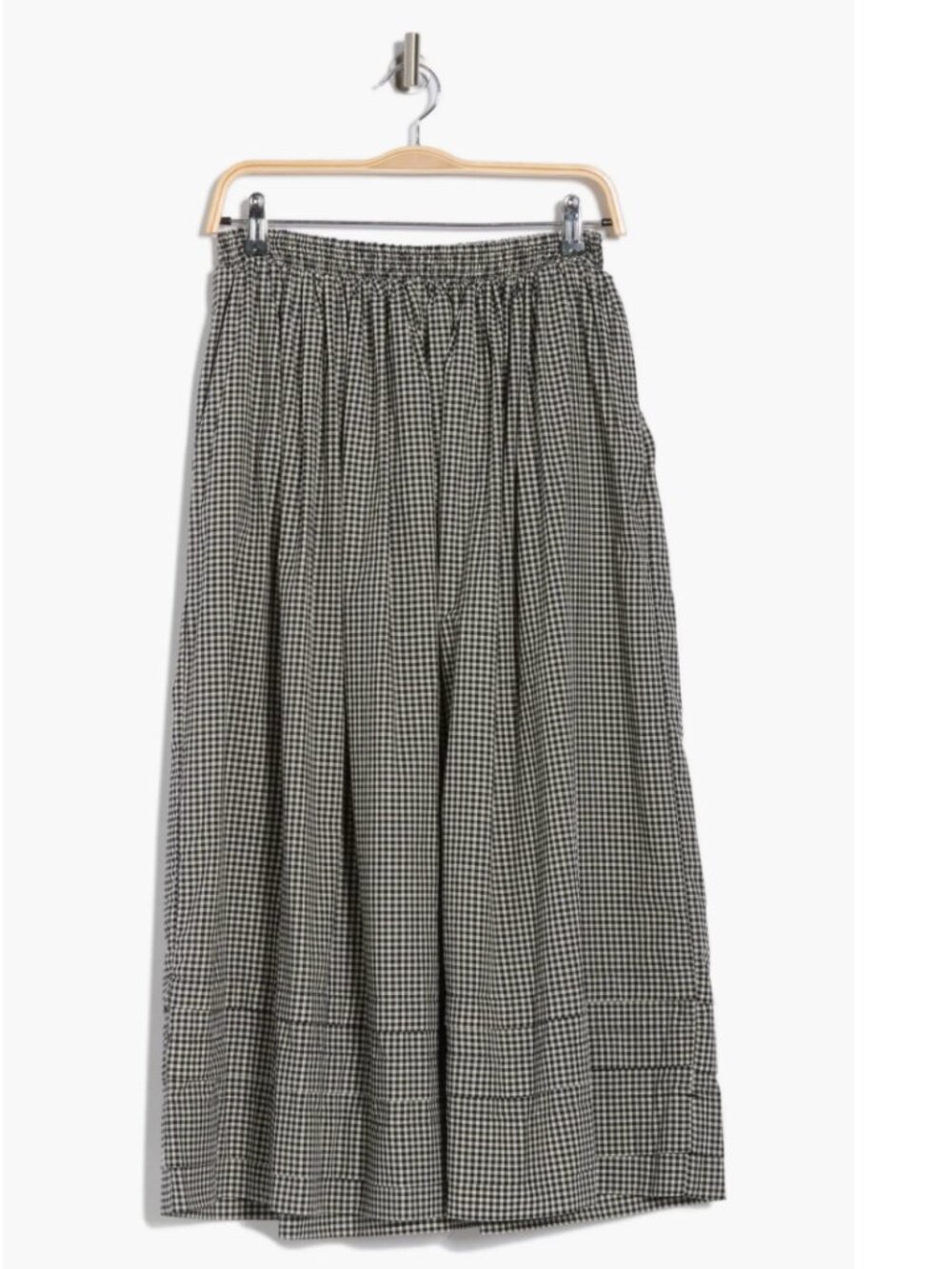 Women's Black & White Gingham Midi Skirt